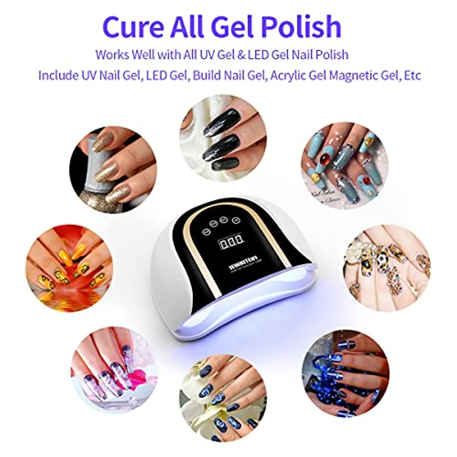 120W UV LED Nail Lamp, Faster Nail Dryer for Gel Polish with 4 Timer Setting, Professional Gel Nail UV Light for Two Hand Curing Lamp with 54 Pcs Light Bead Auto Sensor Nail Machine