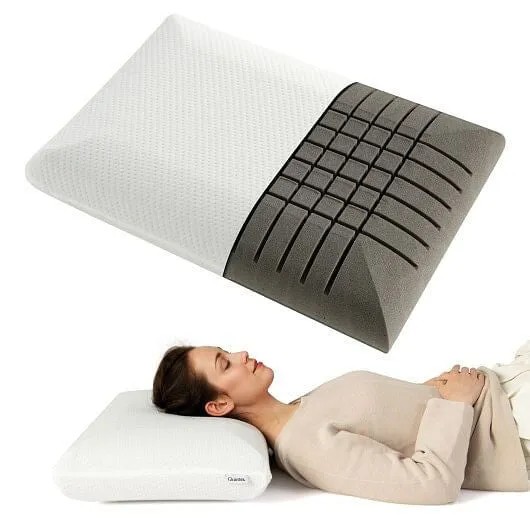 2 Pieces Bamboo Charcoal Memory Foam Pillow for Pain Relief Sleeping - Color: Wh