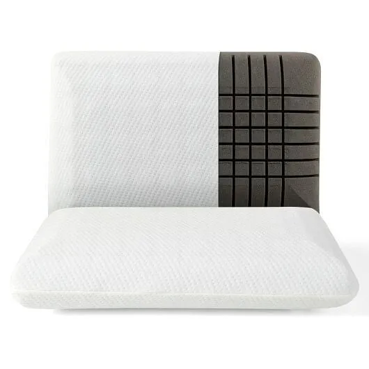 2 Pieces Bamboo Charcoal Memory Foam Pillow for Pain Relief Sleeping - Color: Wh