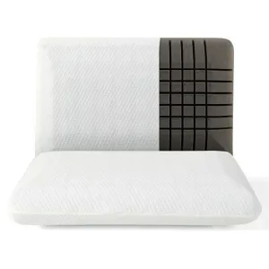 2 Pieces Bamboo Charcoal Memory Foam Pillow for Pain Relief Sleeping - Color: Wh