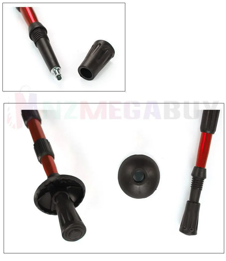 2 x Hiking Trekking Poles Walking Stick Anti Shock Adjustable Camping * Silver