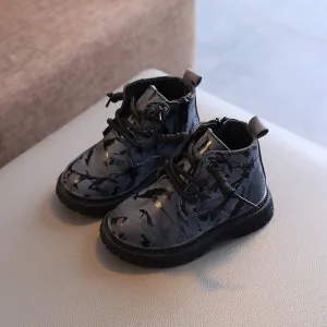 2024 Spring Autumn Children Short Boots Bold Camouflage Graffiti Pattern Boots