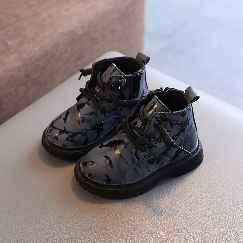 2024 Spring Autumn Children Short Boots Bold Camouflage Graffiti Pattern Boots