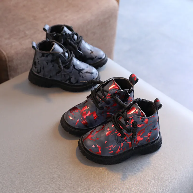 2024 Spring Autumn Children Short Boots Bold Camouflage Graffiti Pattern Boots