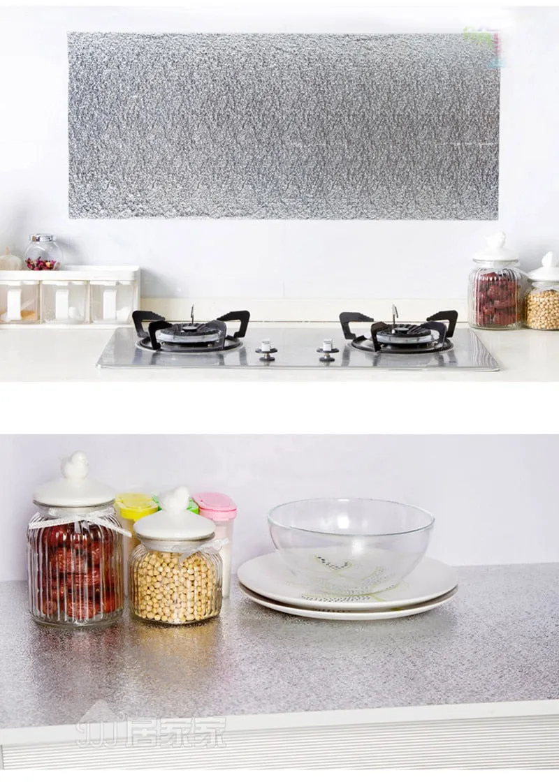 2pcs Kitchen High Temperature Waterproof Aluminum Oil Proof Stickers