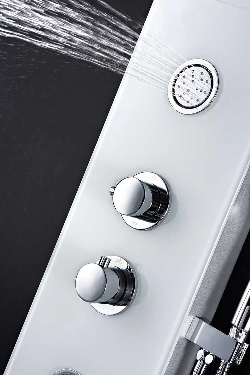Anzzi SAVANNAH Series 60 in. Full Body Shower Panel System with Heavy Rain Shower and Spray Wand in White