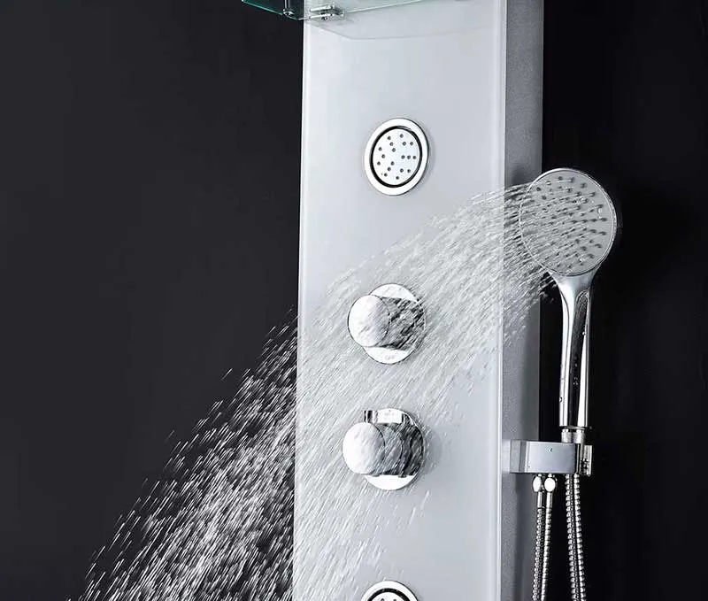 Anzzi SAVANNAH Series 60 in. Full Body Shower Panel System with Heavy Rain Shower and Spray Wand in White