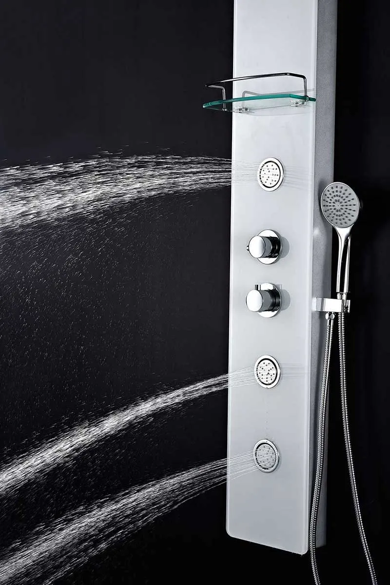 Anzzi SAVANNAH Series 60 in. Full Body Shower Panel System with Heavy Rain Shower and Spray Wand in White