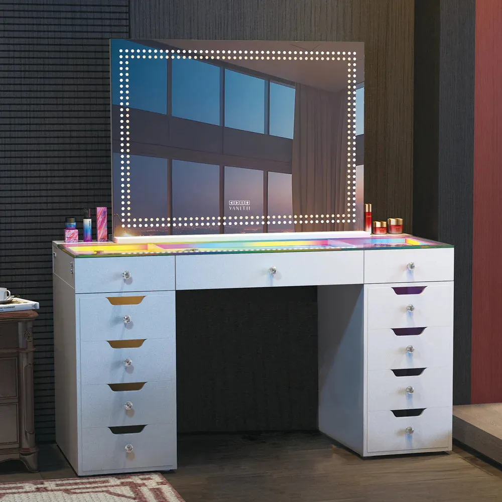 Audrey Hollywood Vanity Mirror with LED Lights and Bluetooth Speaker