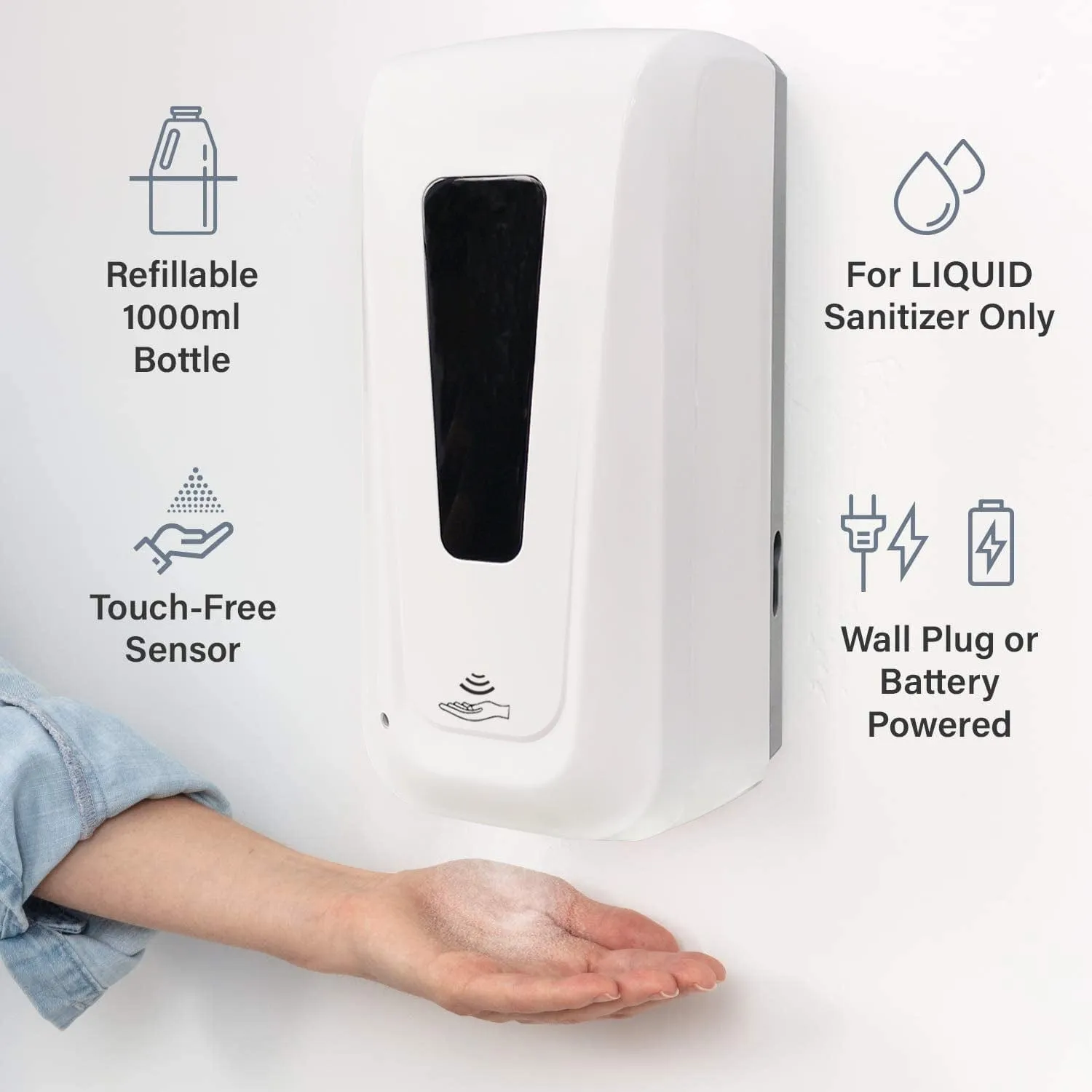 Automatic Wall Mounted Hand Sanitizer Liquid Soap Dispenser 1000ml