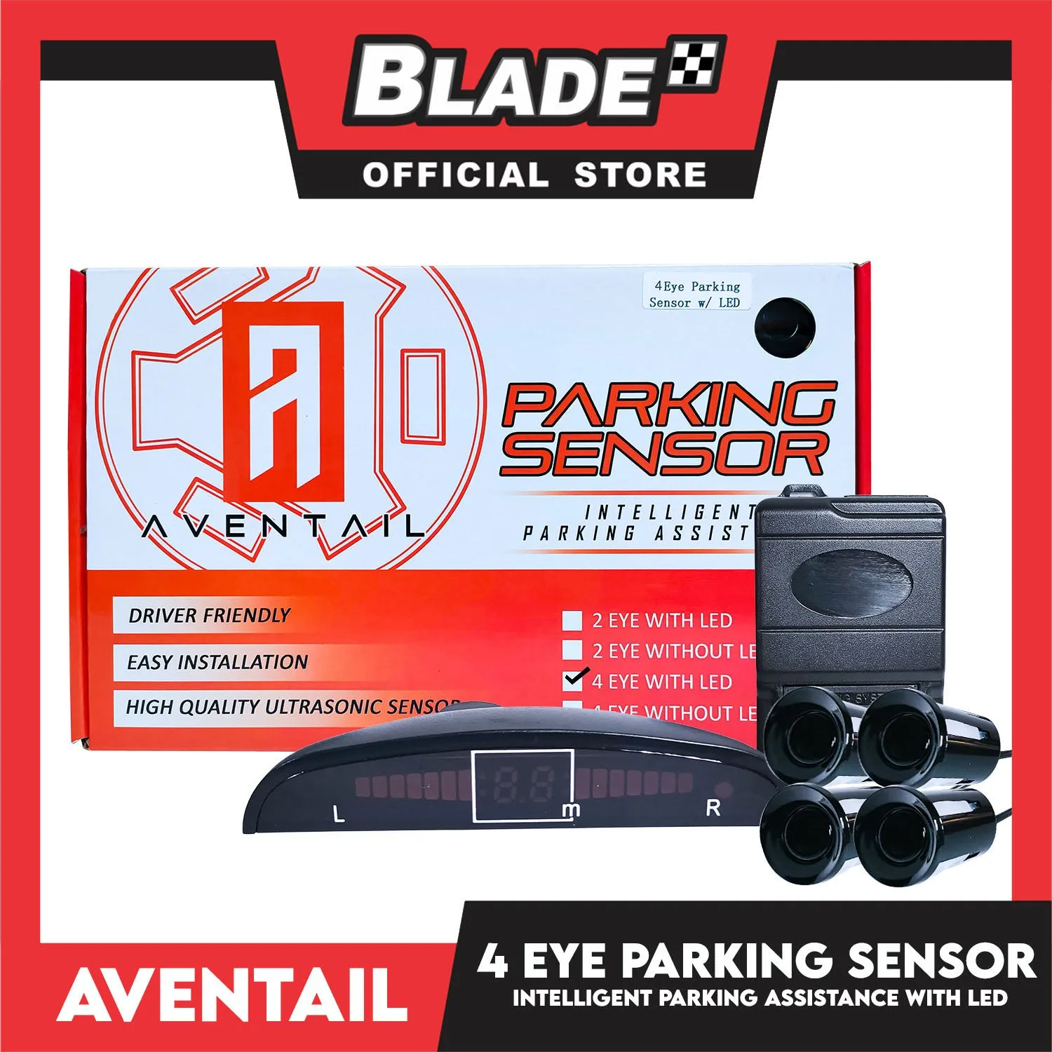 Aventail Parking Sensor Intelligent Parking Assistance 4 Eye Parking Sensor With Led, Driver Friendly, Easy Installation, High Quality Ultrasonic Sensor