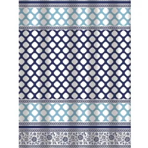 Bath Bliss Blue/White Lattice Design PE and EVA Shower Curtain, 70" x 72"