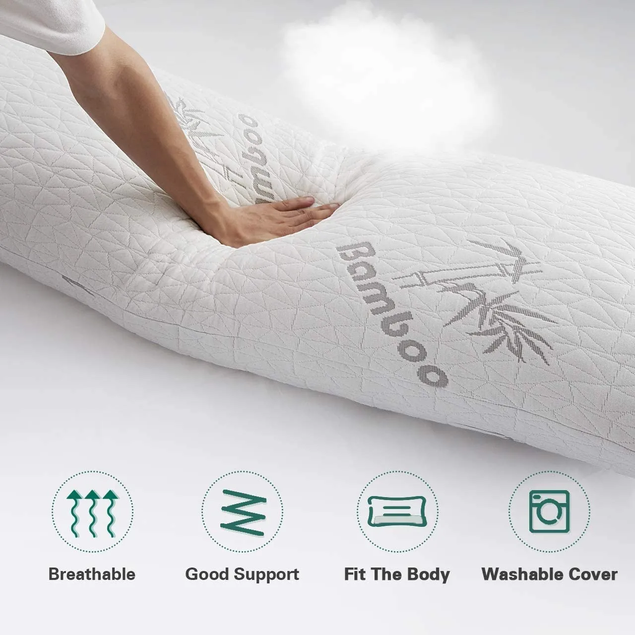 Brand new DOWNCOOL Long Body Pillow for Adults,100% Shredded Memory Foam Filling and Removable Washable Bamboo Cover, Hug Pillows for Sleeping, 20 * 54 inch! Retails $136 W/Tax!