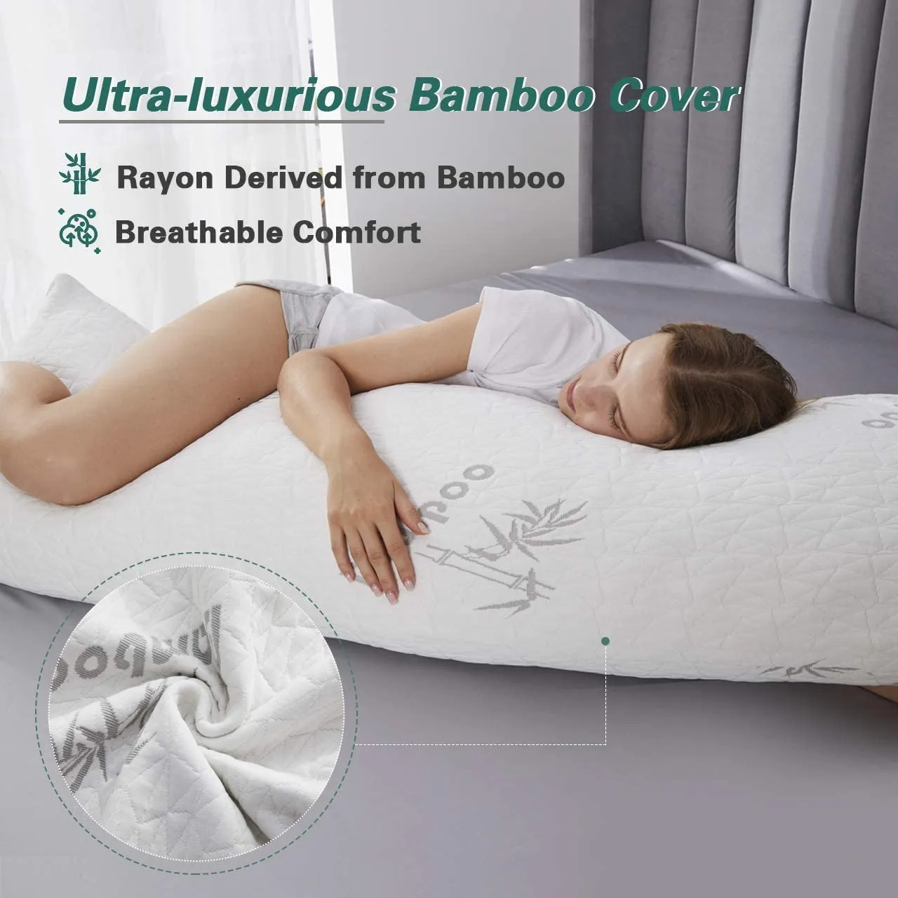 Brand new DOWNCOOL Long Body Pillow for Adults,100% Shredded Memory Foam Filling and Removable Washable Bamboo Cover, Hug Pillows for Sleeping, 20 * 54 inch! Retails $136 W/Tax!