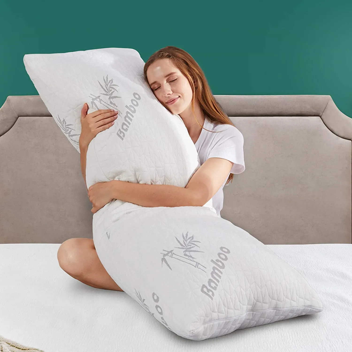 Brand new DOWNCOOL Long Body Pillow for Adults,100% Shredded Memory Foam Filling and Removable Washable Bamboo Cover, Hug Pillows for Sleeping, 20 * 54 inch! Retails $136 W/Tax!