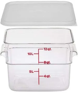 Cambro 12SFSCW135 Camwear Polycarbonate Square Food Storage container, 12 Quart With Lid
