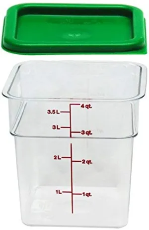 Cambro 4SFSCW135 4 Qt. Clear Container with SFC2452 Kelly Green Lid, 4 Quart