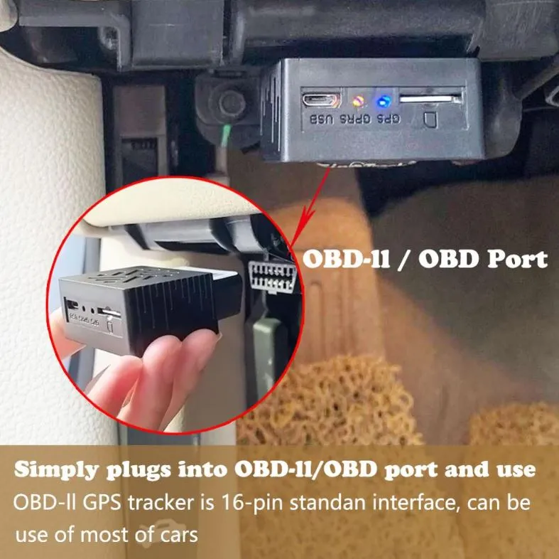 Car GPS Tracker GPS locator OBD II 16PIN  Plug Play