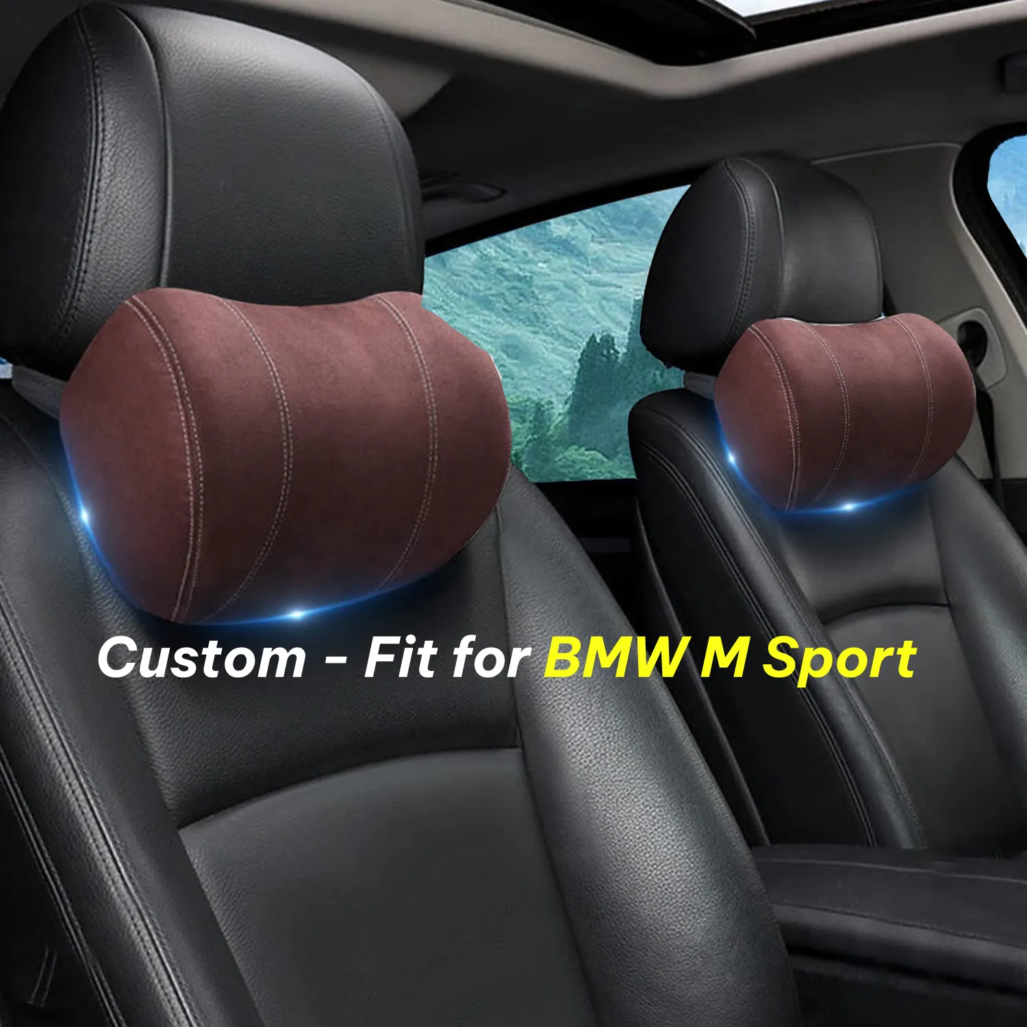 Car Headrest (2 PCS), Custom-Fit For Car, Update Version Premium Memory Foam Car Neck Pillow WAKO227
