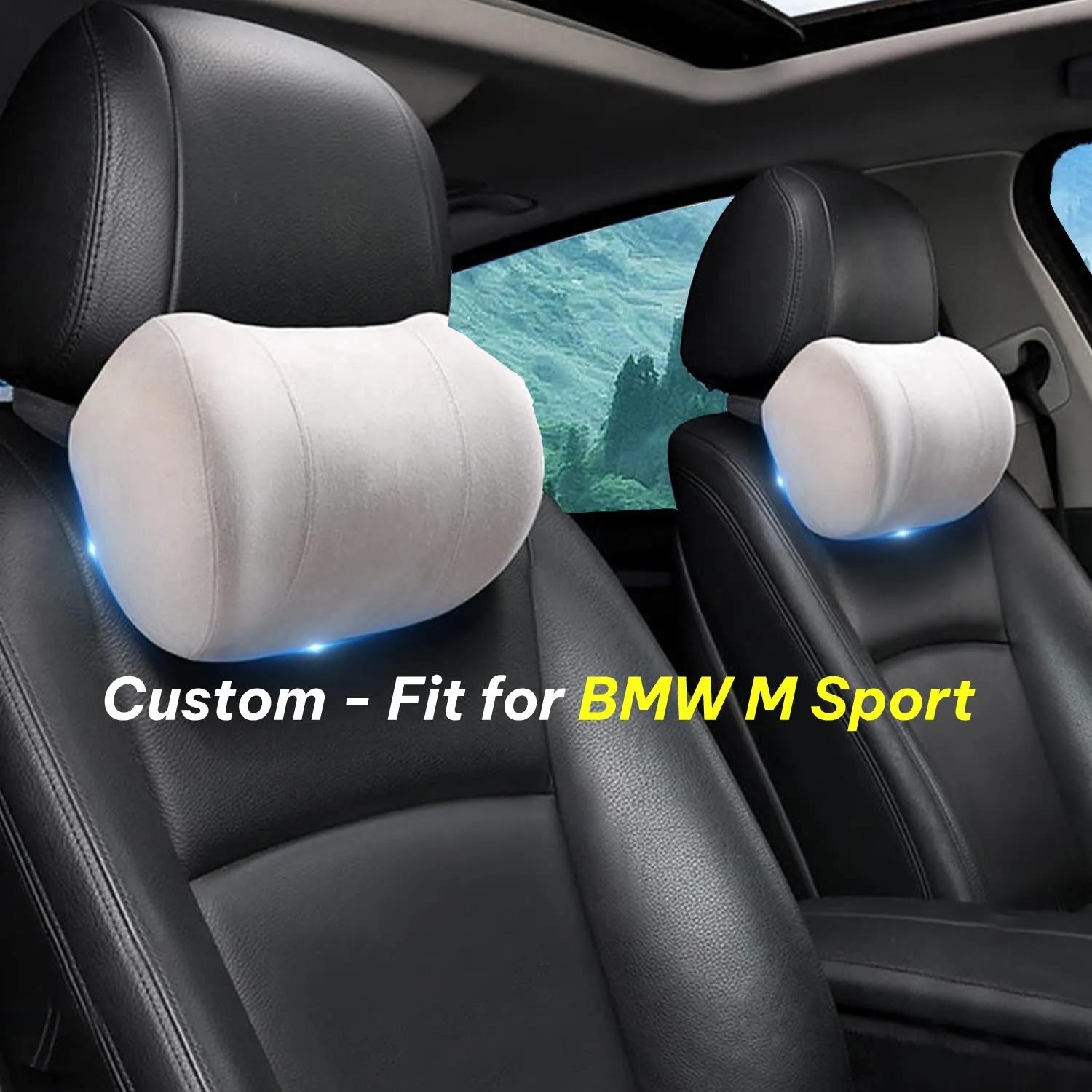 Car Headrest (2 PCS), Custom-Fit For Car, Update Version Premium Memory Foam Car Neck Pillow WAKO227