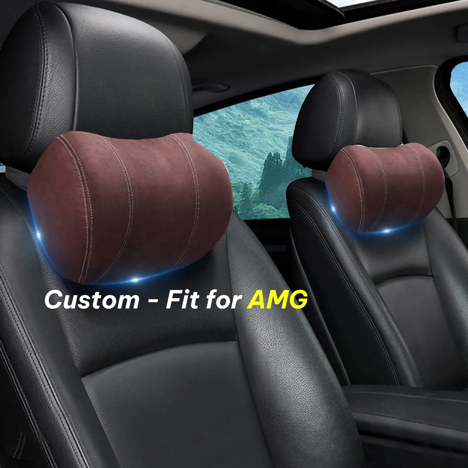 Car Headrest (2 PCS), Custom-Fit For Car, Update Version Premium Memory Foam Car Neck Pillow WALM227