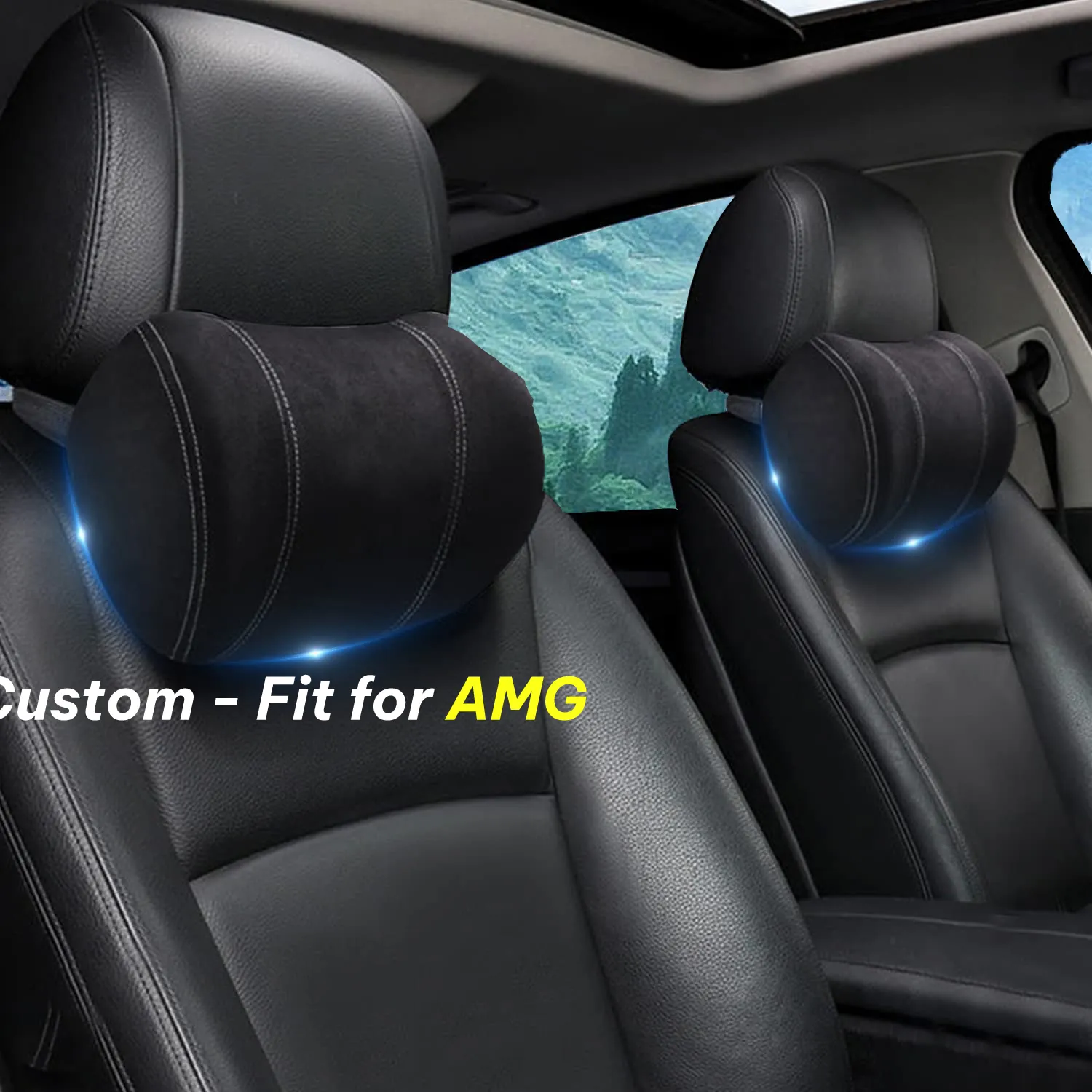 Car Headrest (2 PCS), Custom-Fit For Car, Update Version Premium Memory Foam Car Neck Pillow WALM227