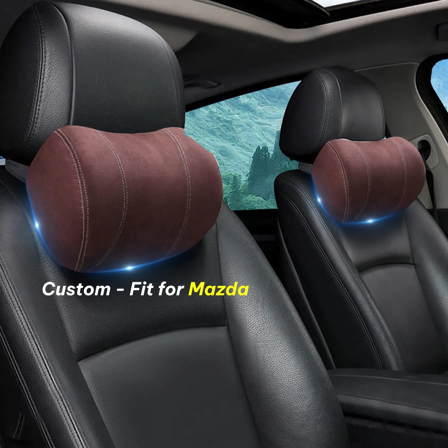 Car Headrest (2 PCS), Custom-Fit For Car, Update Version Premium Memory Foam Car Neck Pillow WAMA227