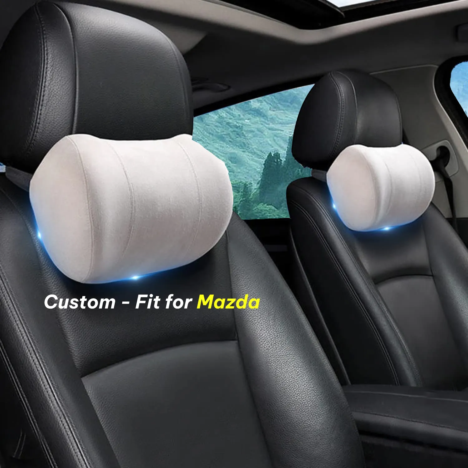 Car Headrest (2 PCS), Custom-Fit For Car, Update Version Premium Memory Foam Car Neck Pillow WAMA227