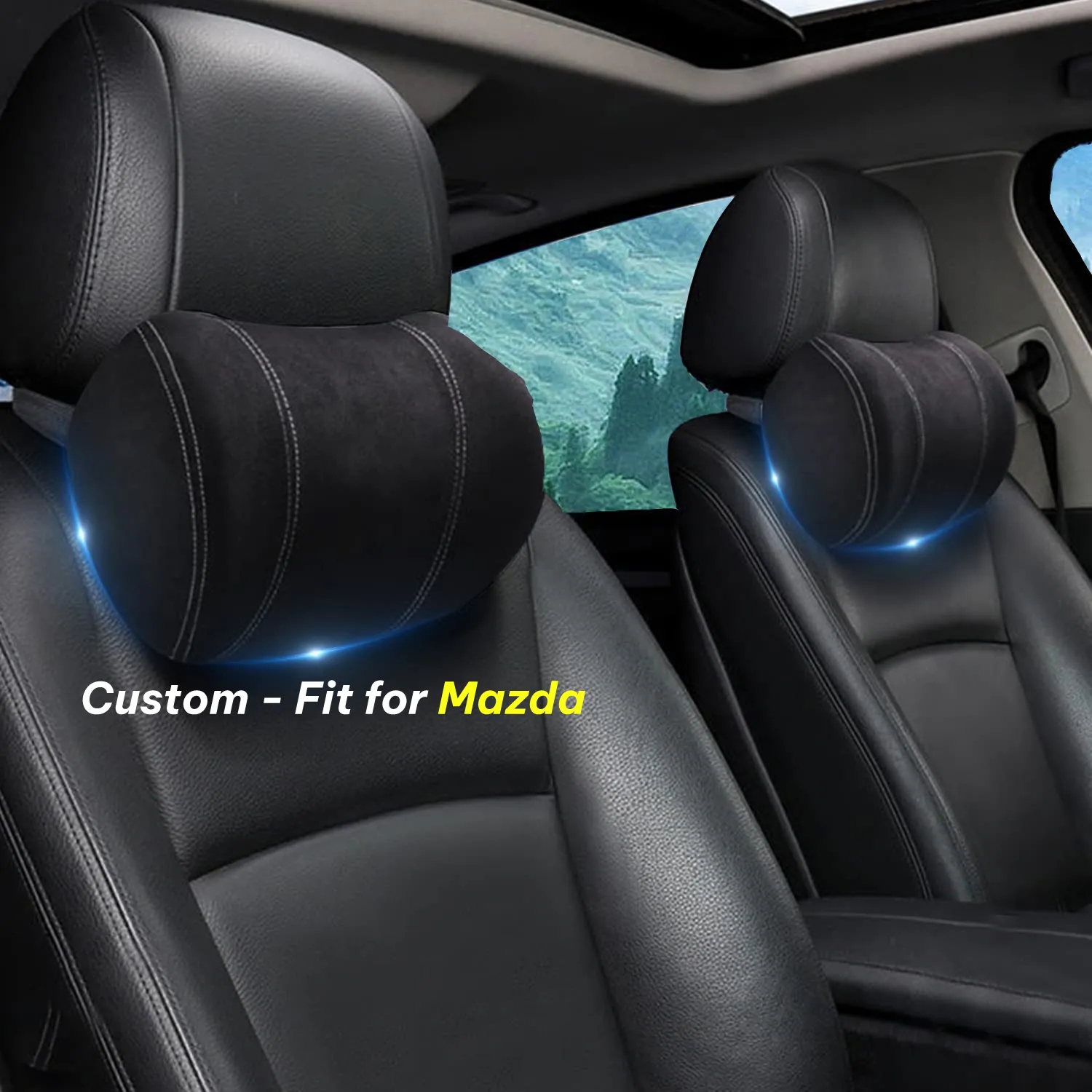 Car Headrest (2 PCS), Custom-Fit For Car, Update Version Premium Memory Foam Car Neck Pillow WAMA227
