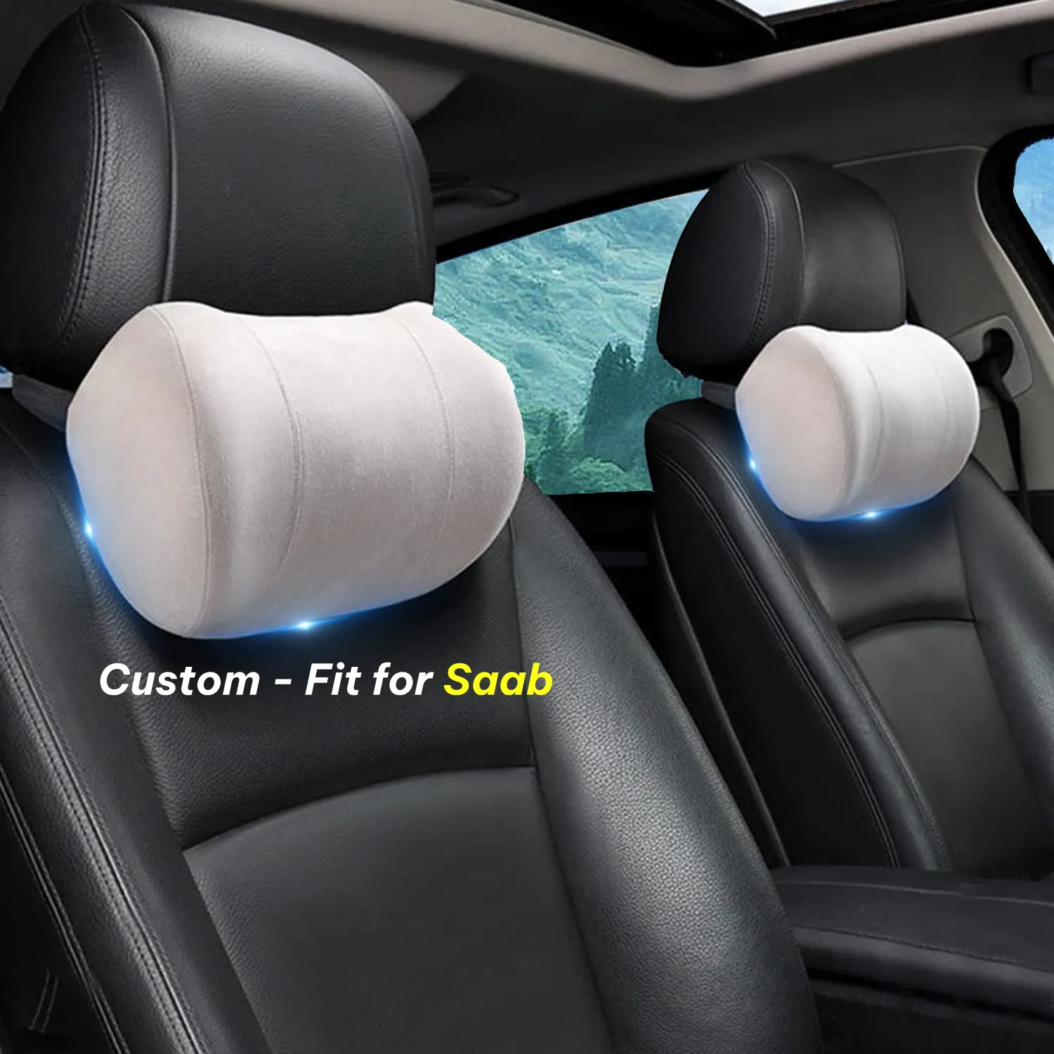 Car Headrest (2 PCS), Custom-Fit For Car, Update Version Premium Memory Foam Car Neck Pillow WASU227