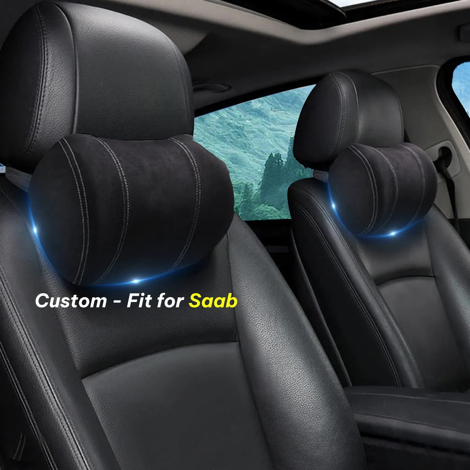 Car Headrest (2 PCS), Custom-Fit For Car, Update Version Premium Memory Foam Car Neck Pillow WASU227