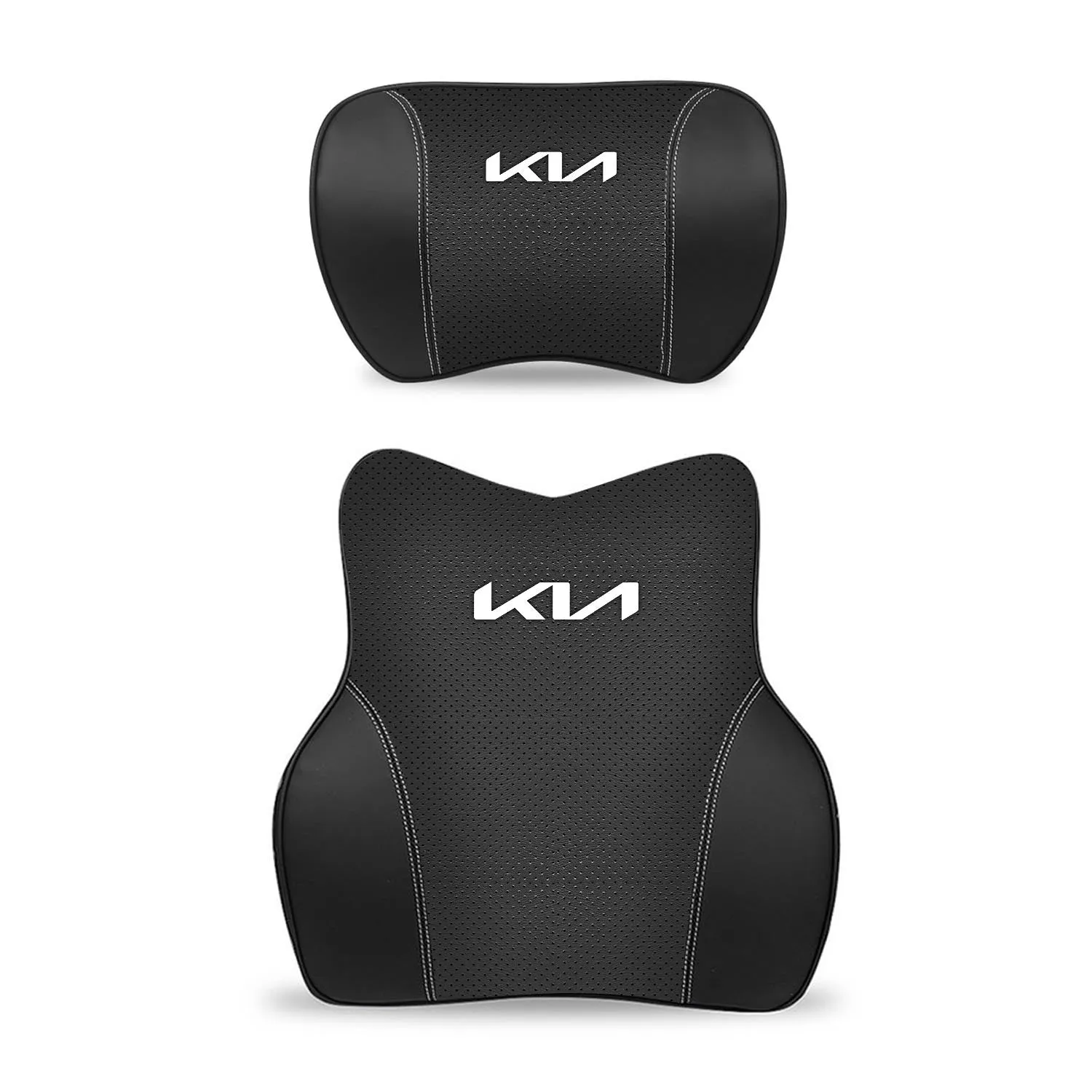 Car Headrest Neck Pillow and Lumbar Support Back Cushion Kit, Custom Fit For Your Cars, Memory Foam Erognomic, Car Accessories UE13992