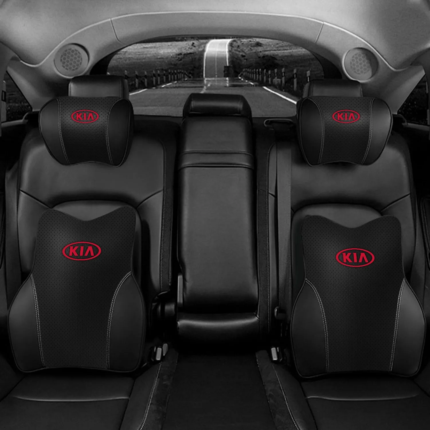 Car Headrest Neck Pillow and Lumbar Support Back Cushion Kit, Custom Fit For Your Cars, Memory Foam Erognomic, Car Accessories UE13992