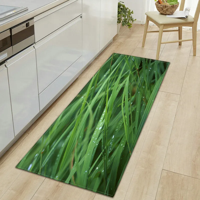CarpetnRug Kitchen Doormat 3D Green Grass Bamboo Print Floor Mat Hallway Living Room Balcony Bath Mat Non Slip Area Rugs Bathroom  Carpet