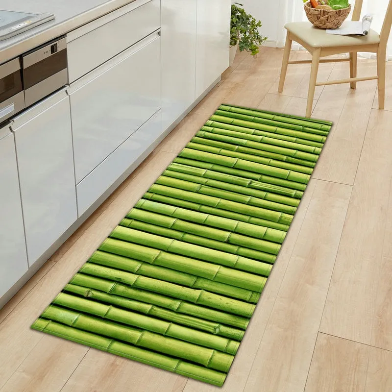 CarpetnRug Kitchen Doormat 3D Green Grass Bamboo Print Floor Mat Hallway Living Room Balcony Bath Mat Non Slip Area Rugs Bathroom  Carpet