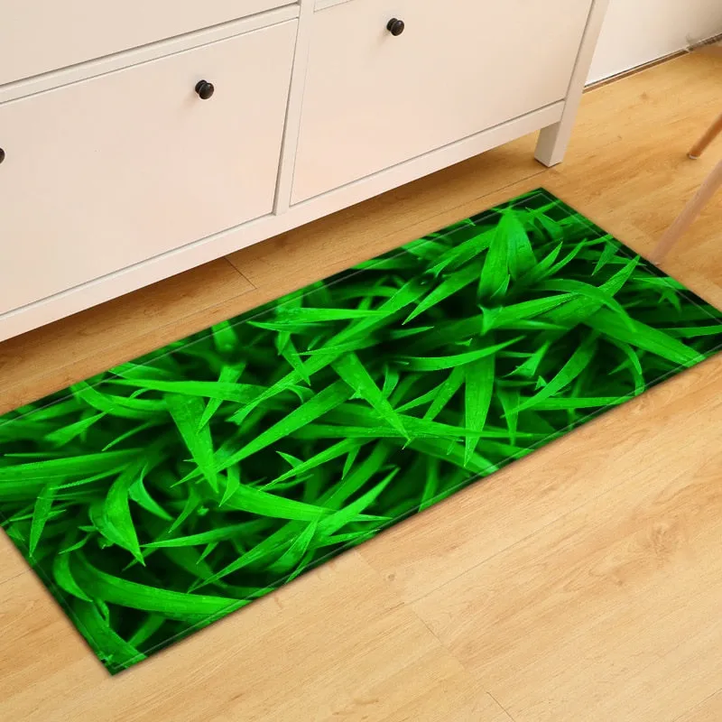 CarpetnRug Kitchen Doormat 3D Green Grass Bamboo Print Floor Mat Hallway Living Room Balcony Bath Mat Non Slip Area Rugs Bathroom  Carpet