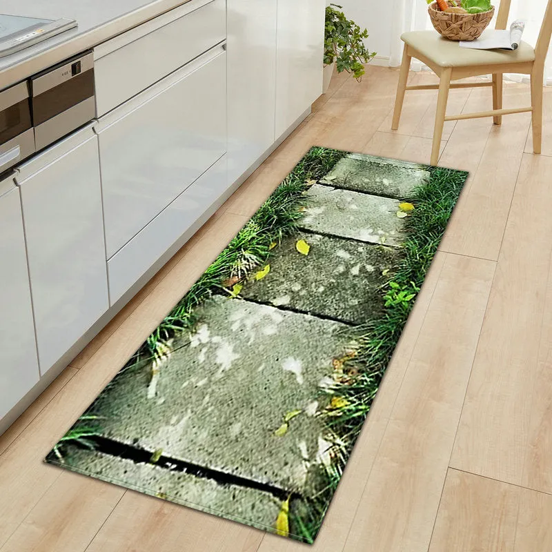 CarpetnRug Kitchen Doormat 3D Green Grass Bamboo Print Floor Mat Hallway Living Room Balcony Bath Mat Non Slip Area Rugs Bathroom  Carpet