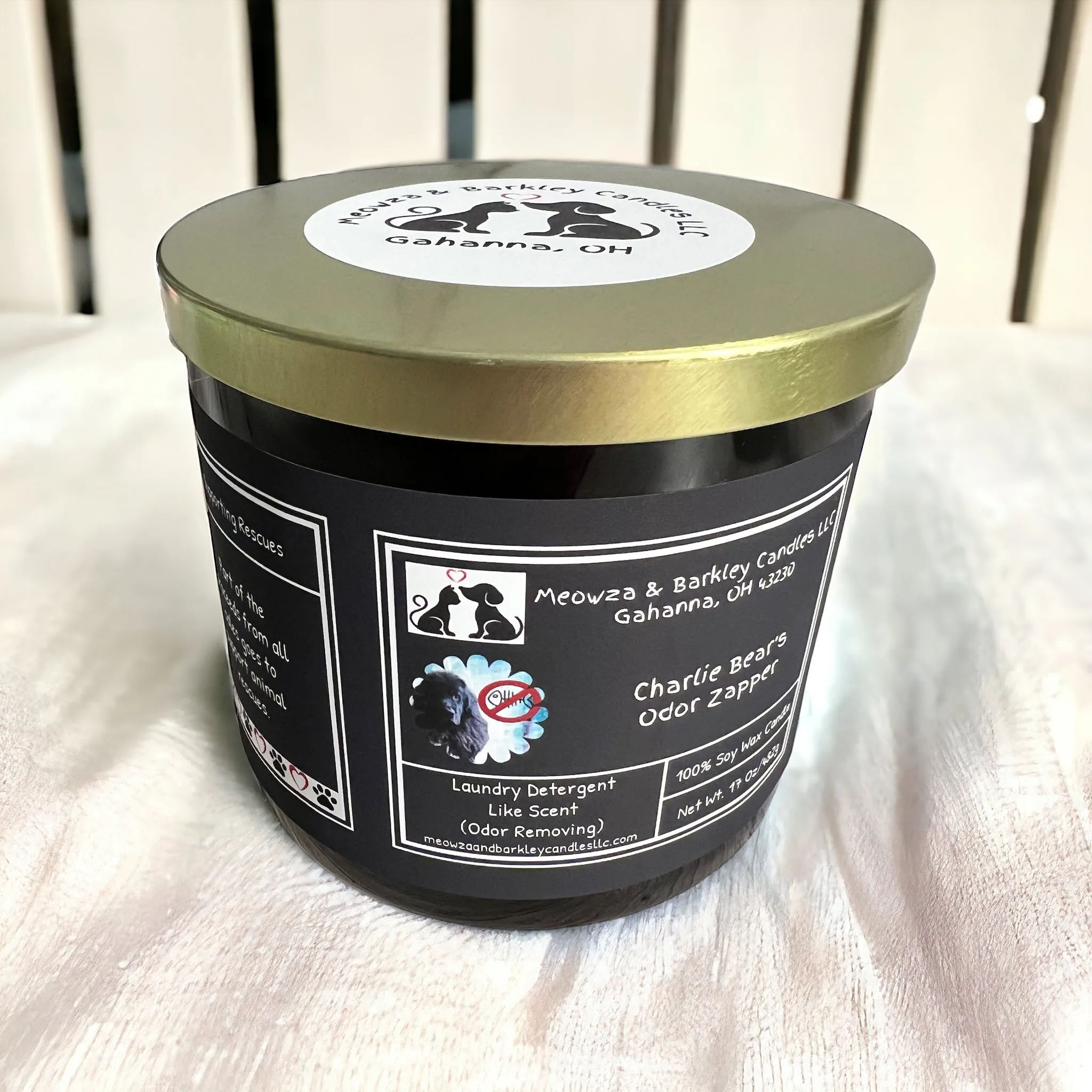 Charlie Bear's Odor Zapper Candle,  U.S. Handmade Scented Soy Candle, Odor Eliminator, Clean Burn, Fresh Linen Scent, Gift for Friend Mom Dad Co-Worker