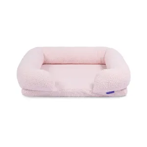 Charlie's Teddy Fleece Orthopedic Memory Foam Sofa Dog Bed with Bolster Pink Large