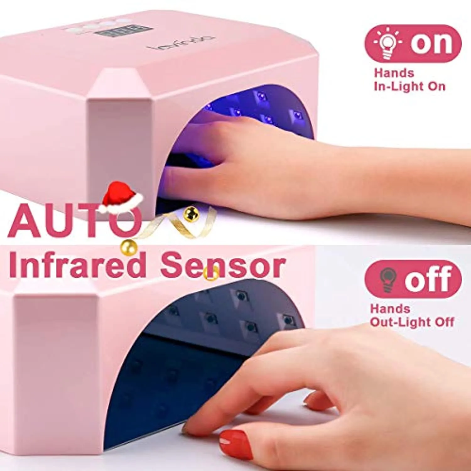 Cordless UV/LED Nail Lamp, Lavinda Professional 56W Wireless Rechargeable Nail Light with 4 Timer Setting and Smart Sensor, Large Space LED Nail Curing Dryer for Acrylic and Gel polish (Pink)…