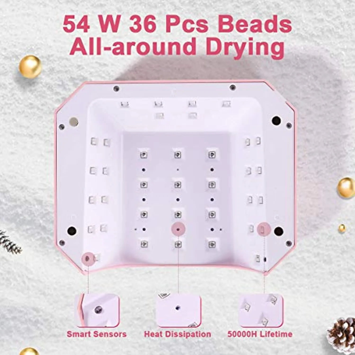 Cordless UV/LED Nail Lamp, Lavinda Professional 56W Wireless Rechargeable Nail Light with 4 Timer Setting and Smart Sensor, Large Space LED Nail Curing Dryer for Acrylic and Gel polish (Pink)…
