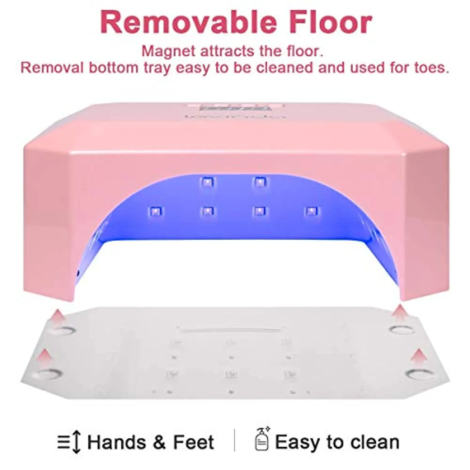 Cordless UV/LED Nail Lamp, Lavinda Professional 56W Wireless Rechargeable Nail Light with 4 Timer Setting and Smart Sensor, Large Space LED Nail Curing Dryer for Acrylic and Gel polish (Pink)…