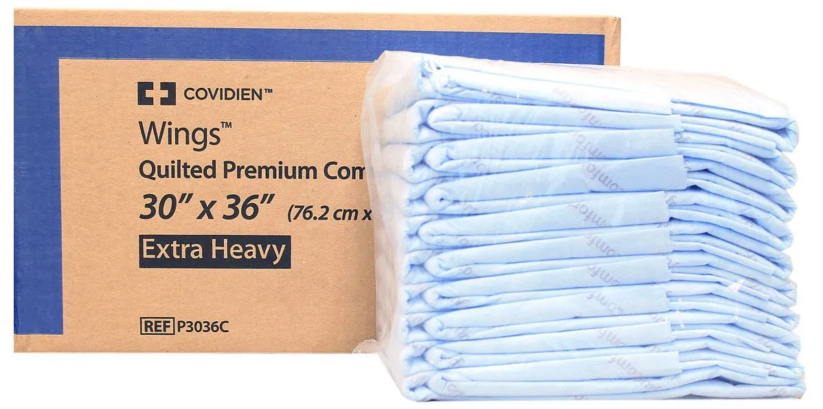 Covidien P3036C Wings Quilted Extra Heavy Absorbency Premium Underpads 30" x 36" - Case of 40