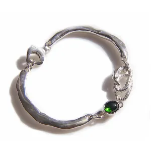 Cuff-Bracelet Hybrid with snake link and chrome diopside