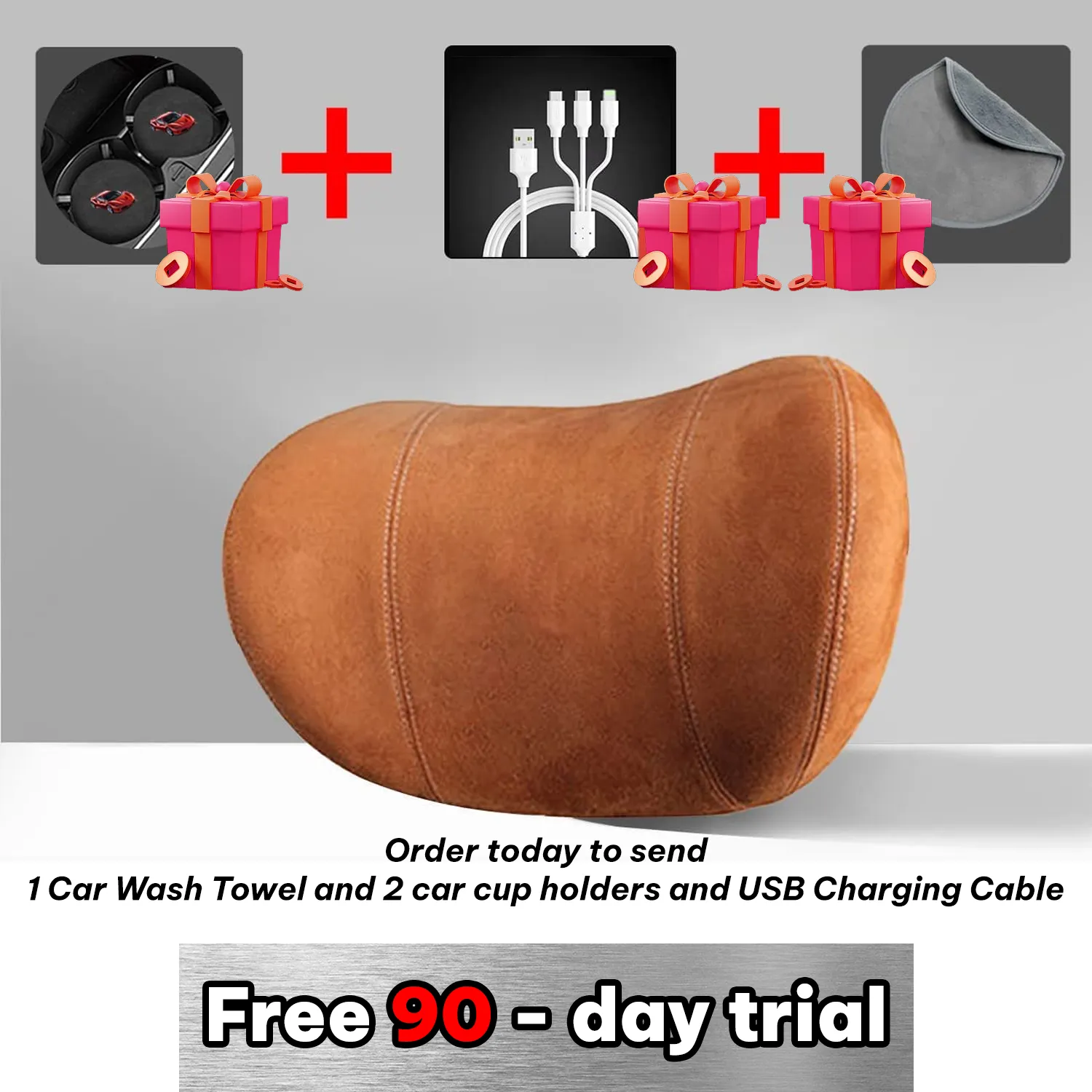 Custom Text For Car Headrest (2 PCS), Compatible with All Cars, 2023 Update Version Premium Memory Foam Car Neck Pillow CA15985