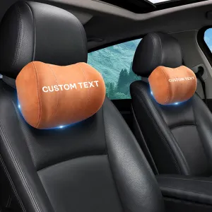Custom Text For Car Headrest (2 PCS), Compatible with All Cars, 2023 Update Version Premium Memory Foam Car Neck Pillow SU15985