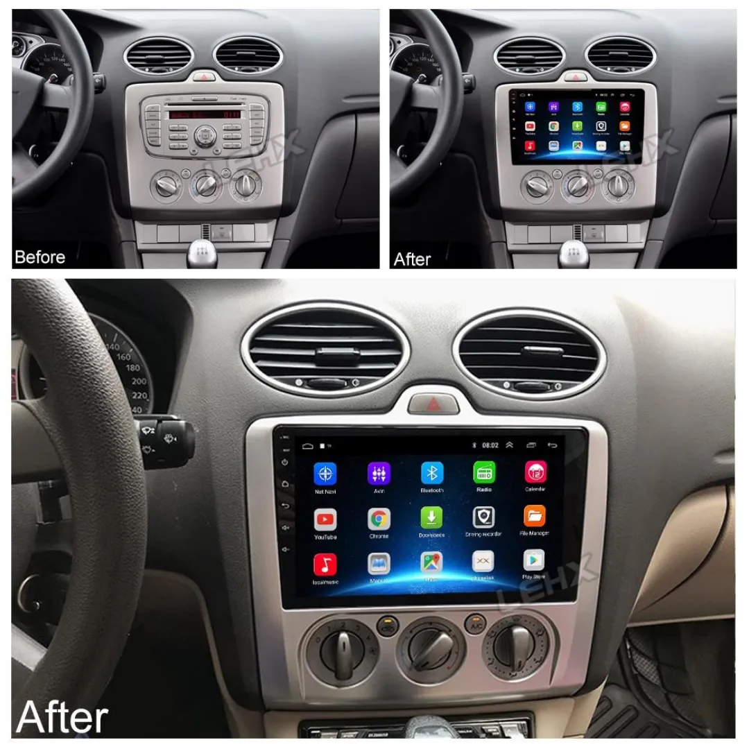 Daiko Car Stereo Carplay Android Auto For Ford Focus 2004-2012 Manual AC
