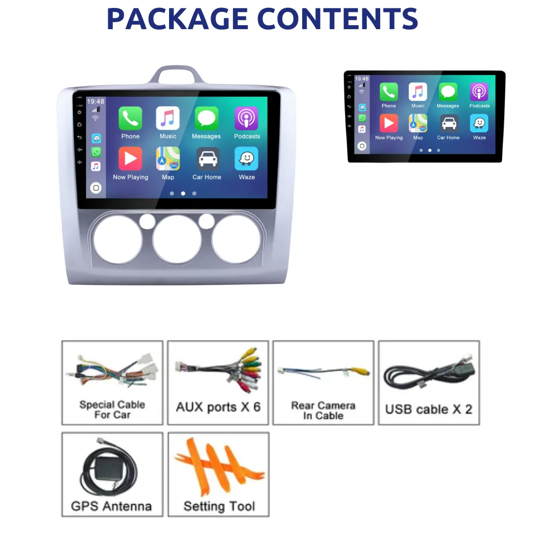 Daiko Car Stereo Carplay Android Auto For Ford Focus 2004-2012 Manual AC