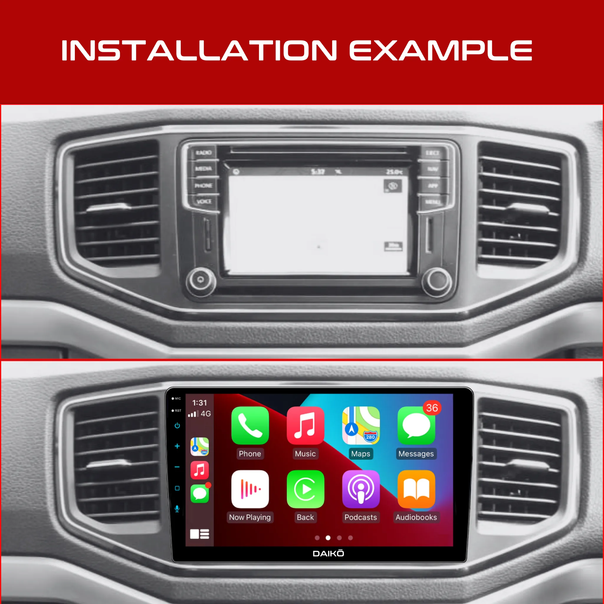 Daiko Car Stereo Carplay Android Auto  For Volkswagen Golf Universal