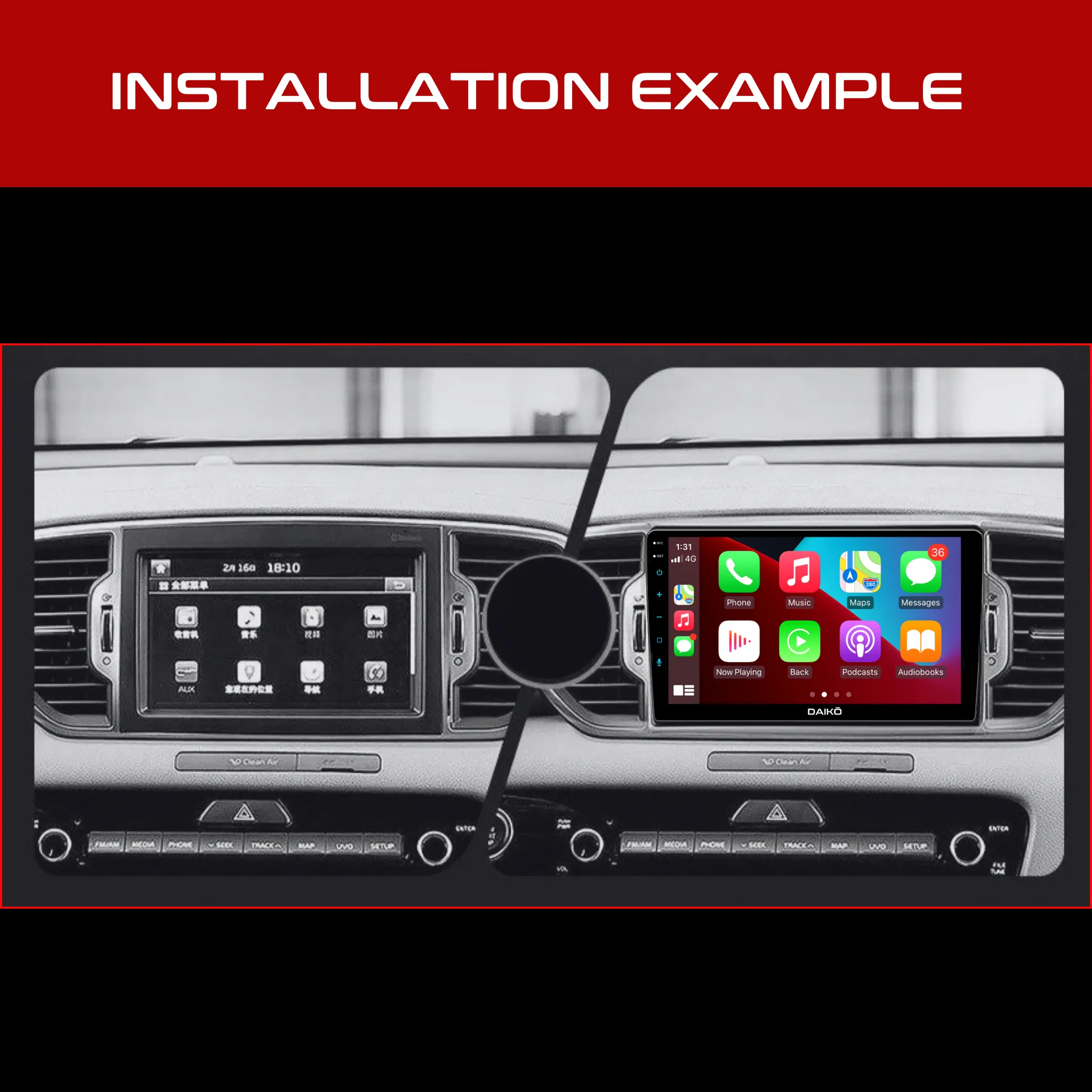 Daiko Car Stereo Wireless Carplay Android Auto For Kia Sportage/ 2015-2018 9Inch